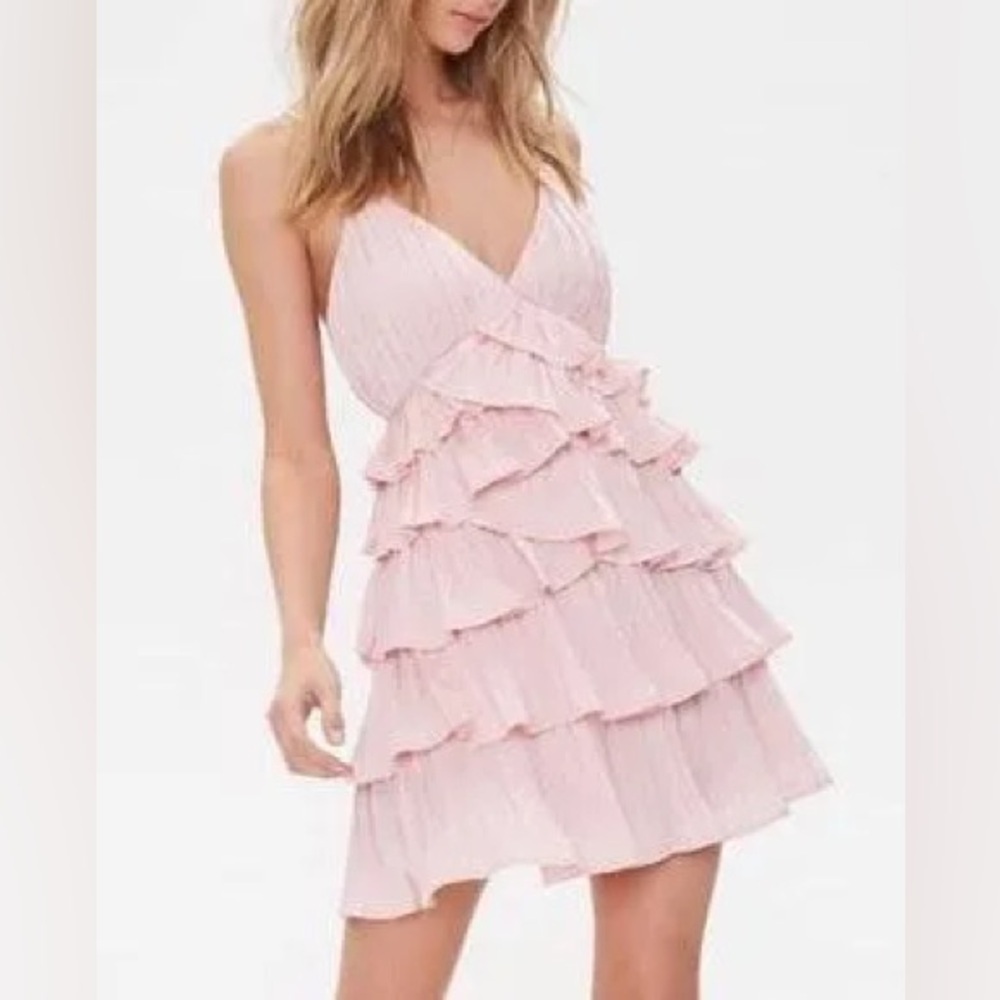 Forever 21 tiered flounce mini dress in pink Size small